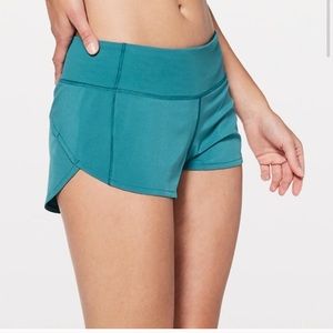 teal lululemon speed up shorts